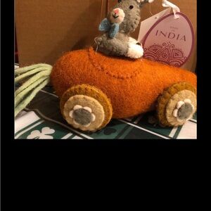 Orange Felt Carrot with Gray Bunny